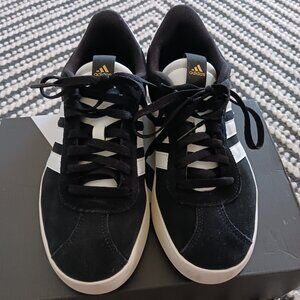 ADIDAS VL Court 3.0 Black & White Suede Sneakers Womens Size 8.5